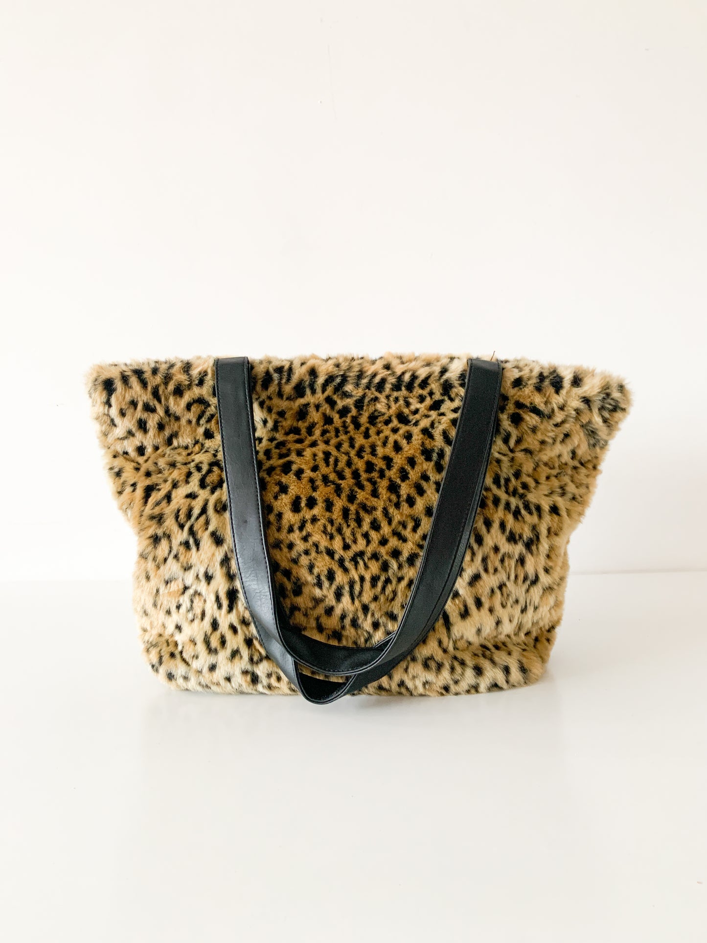 Vintage Fuzzy Leopard Tote Bag