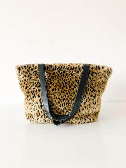 Vintage Fuzzy Leopard Tote Bag