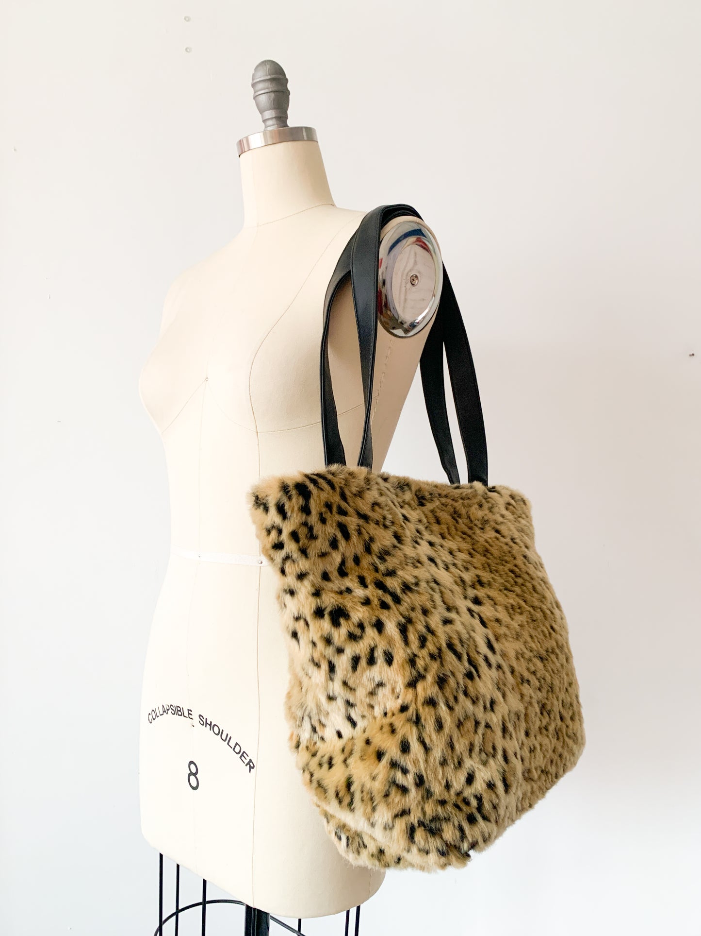 Vintage Fuzzy Leopard Tote Bag