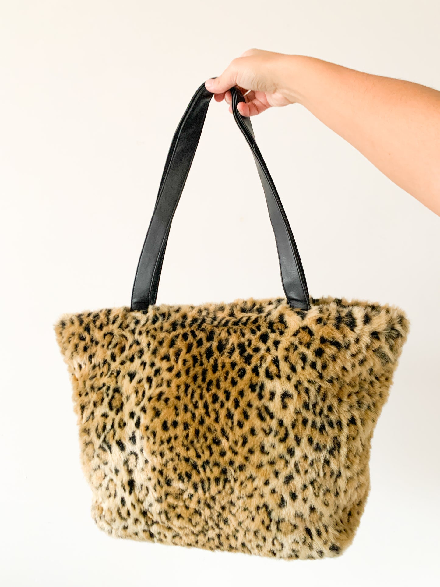 Vintage Fuzzy Leopard Tote Bag