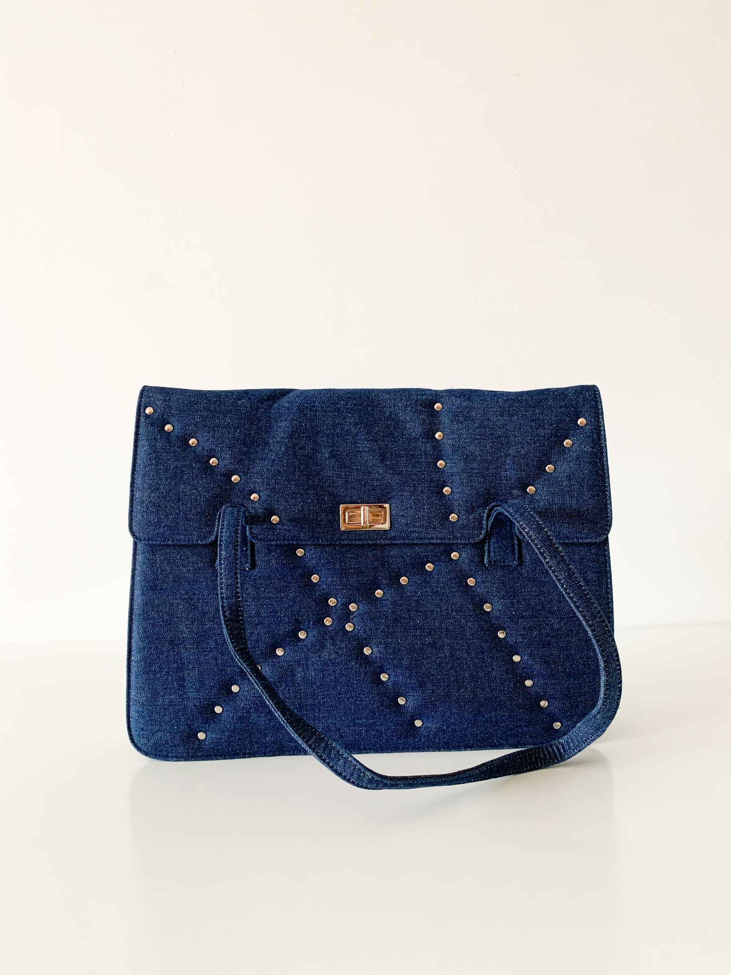 80s Denim Studded Flap Bag