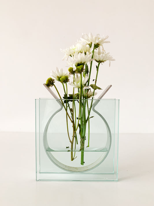 Vintage Square Glass Vase