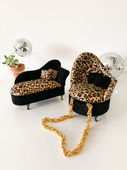 Vintage Leopard Chaise Lounge Jewelry Box