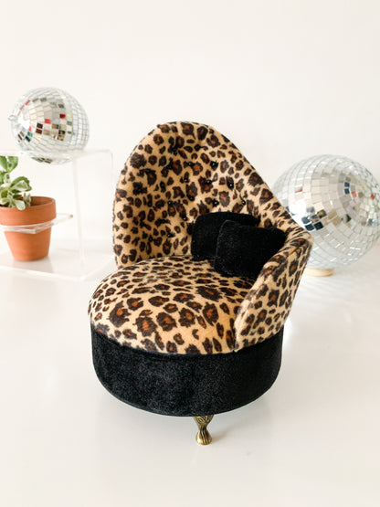 Vintage Leopard Chaise Lounge Jewelry Box