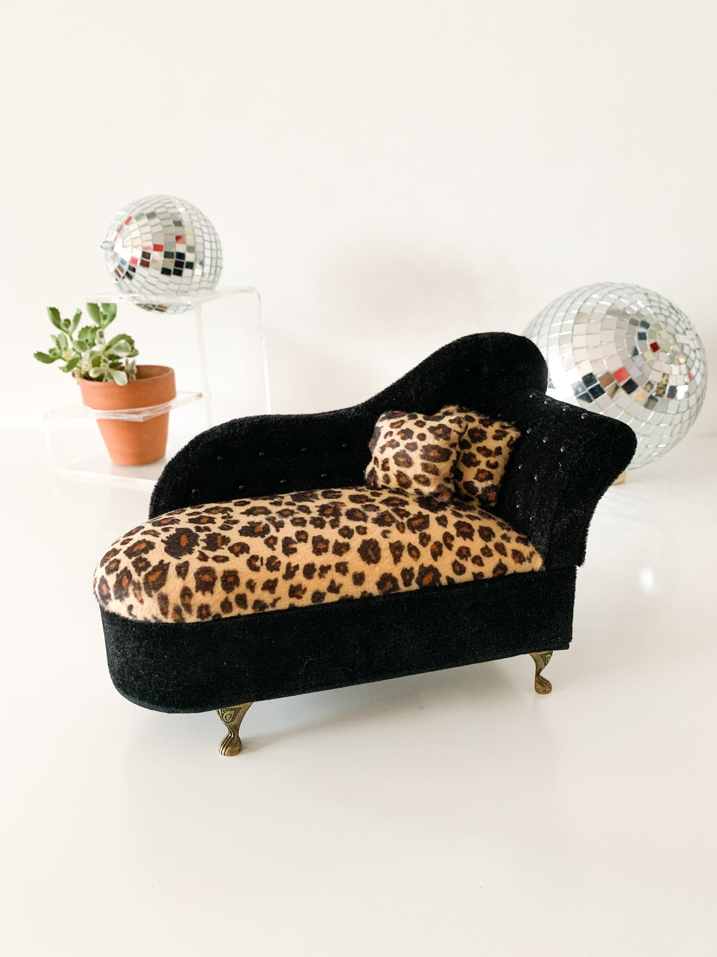 Vintage Leopard Chaise Lounge Jewelry Box