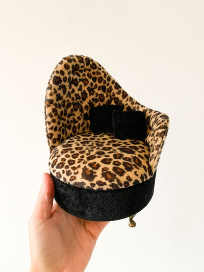 Vintage Leopard Chaise Lounge Jewelry Box