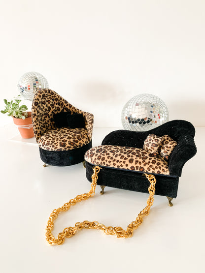 Vintage Leopard Chaise Lounge Jewelry Box