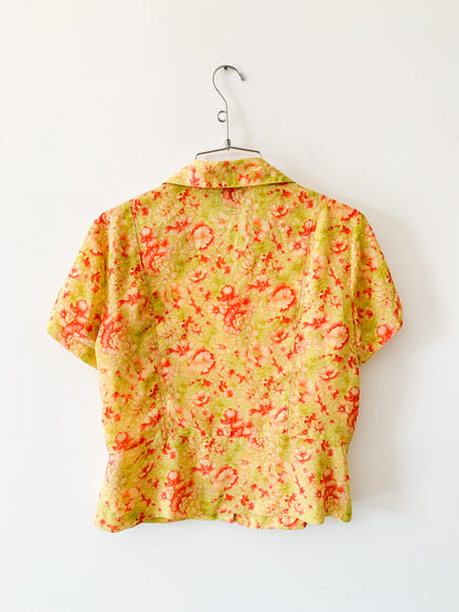 Citrus Floral Peplum Top