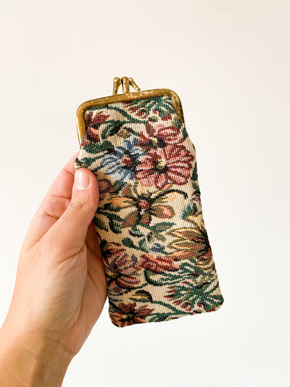 Vintage Floral Tapestry Glasses Case