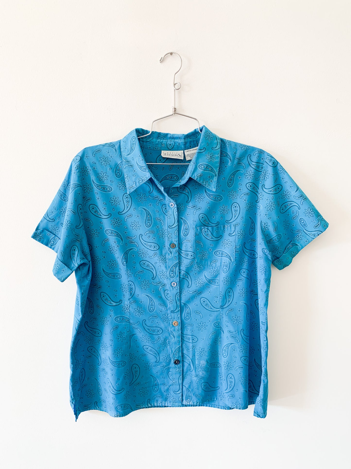 Basic Blue Paisley Camp Top