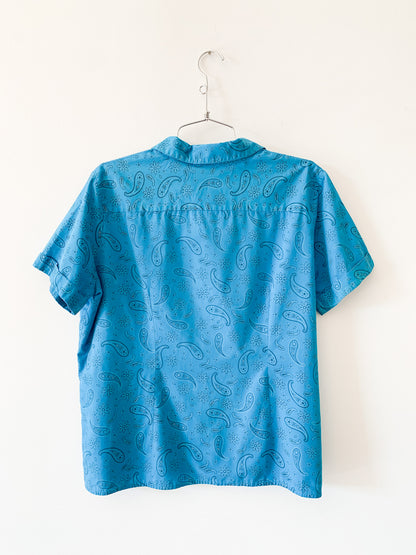 Basic Blue Paisley Camp Top