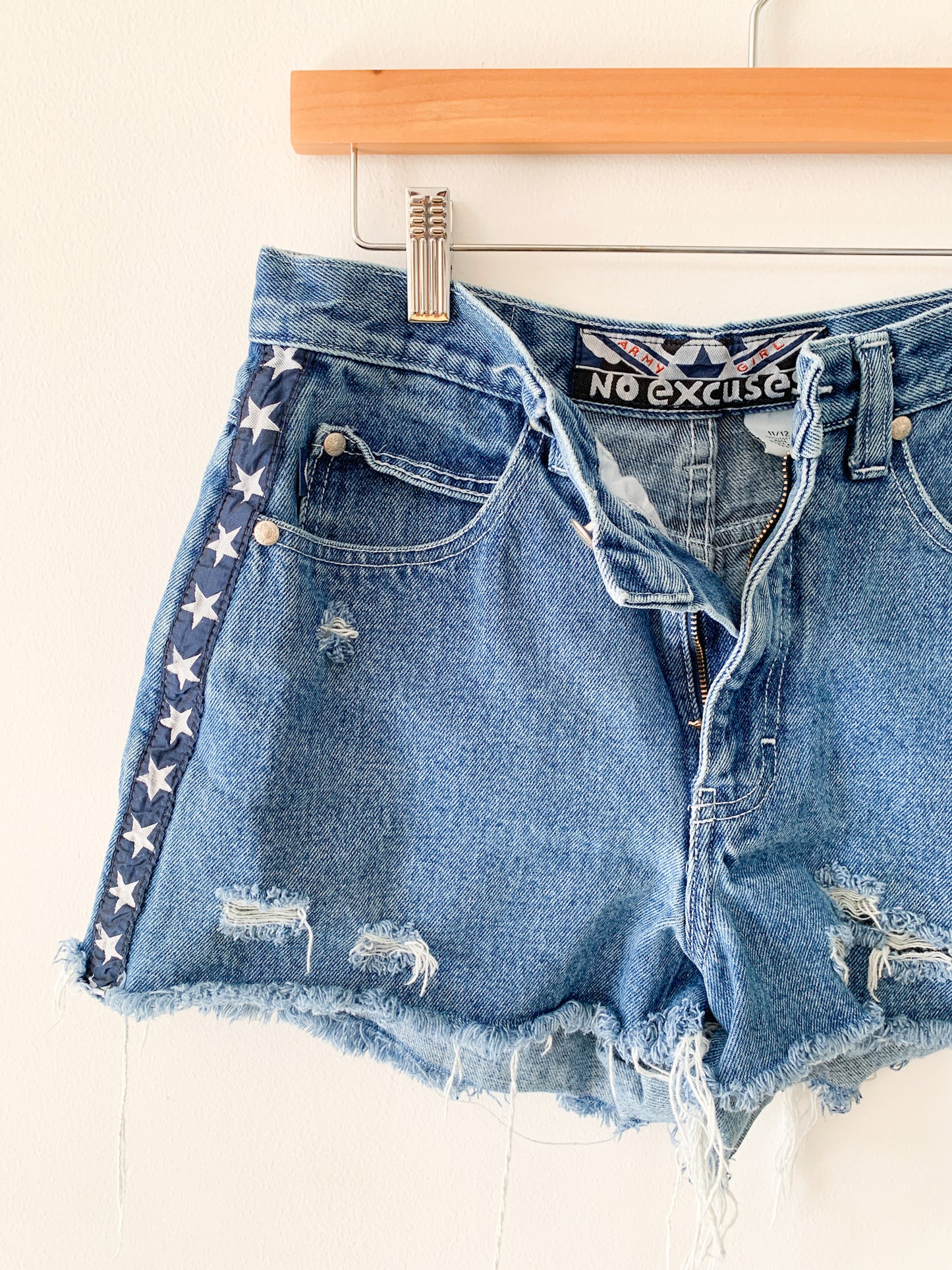 No Excuses Distressed Star Shorts