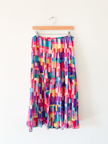 Jones Graphic Rainbow Silk Skirt