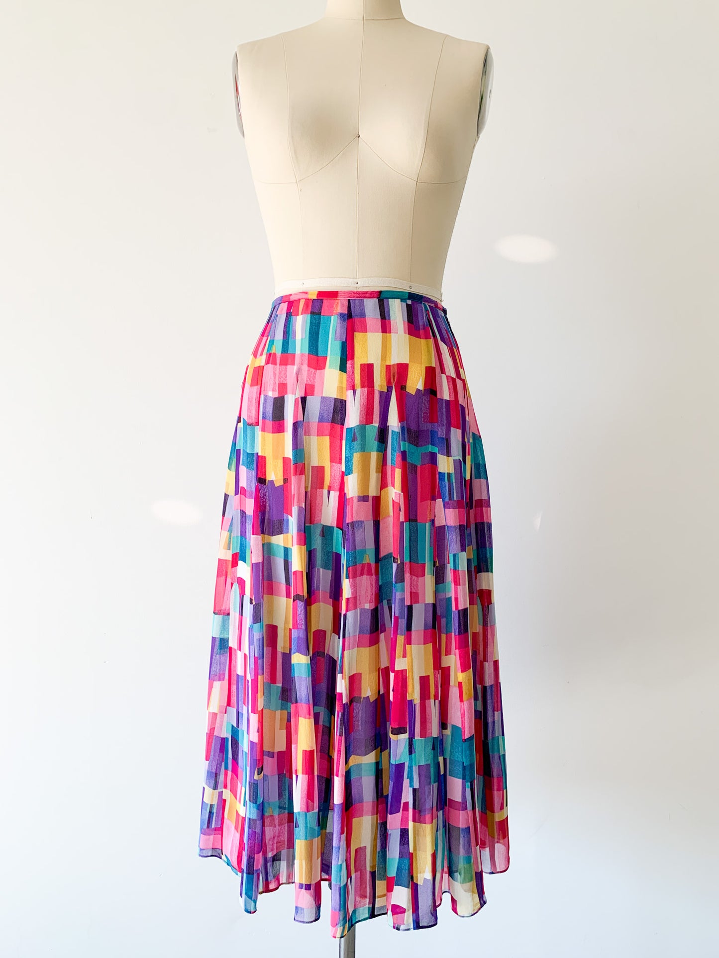 Jones Graphic Rainbow Silk Skirt