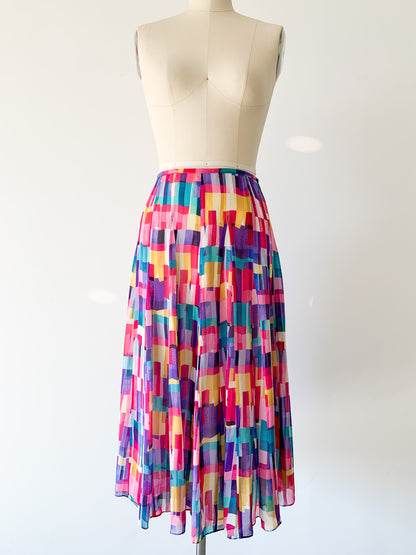 Jones Graphic Rainbow Silk Skirt