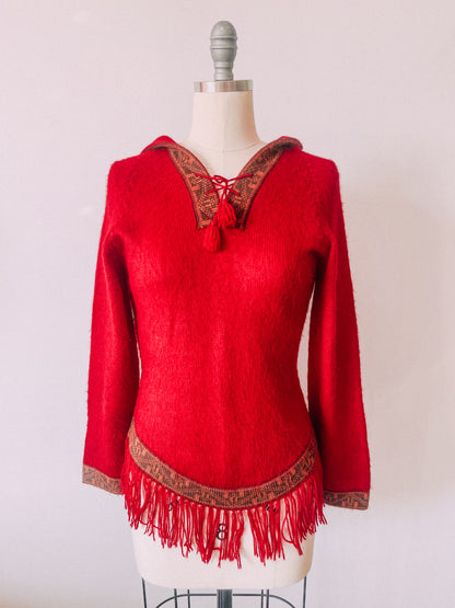 1970s Red Tunic Sweater