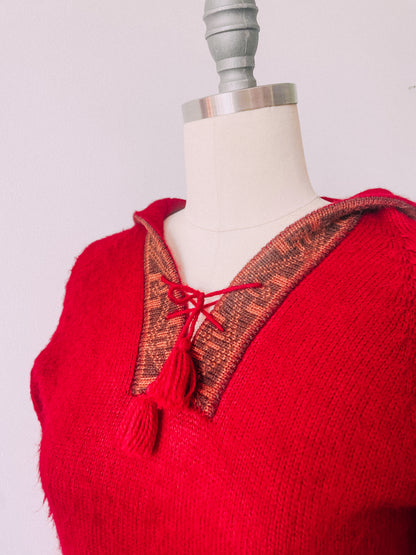 1970s Red Tunic Sweater