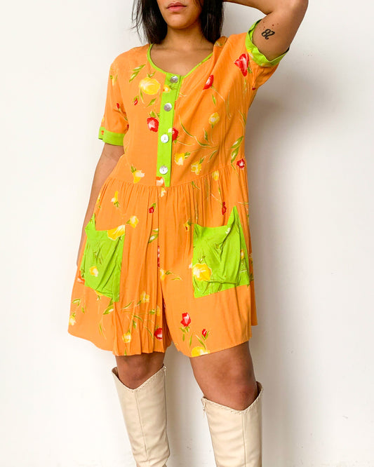 Robbie Bee Orange Floral Romper