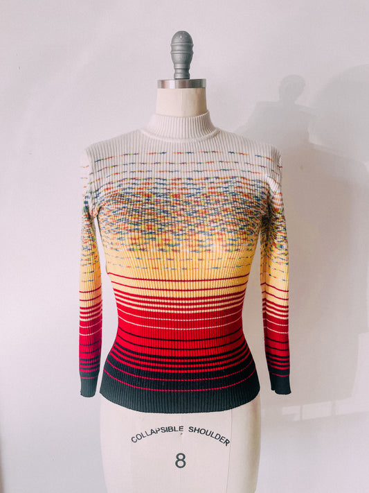 1970s Space Dye Mock Neck Sweater