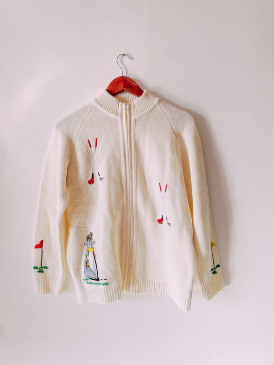 1960s Golf Zip-Up Sweater