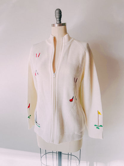 1960s Golf Zip-Up Sweater