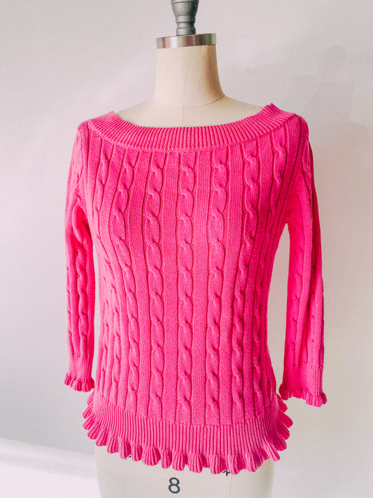 Y2K Pink Ruffled Sweater