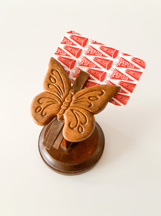 Vintage Wooden Butterfly Note Clip