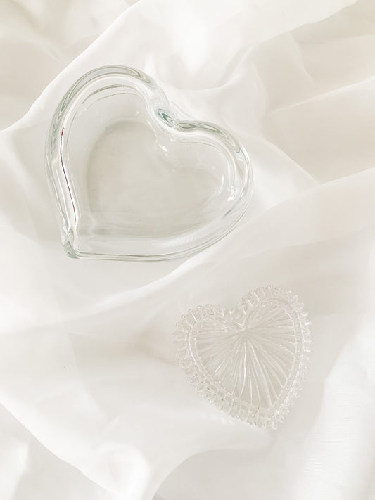 Vintage Glass Heart Trinket Box