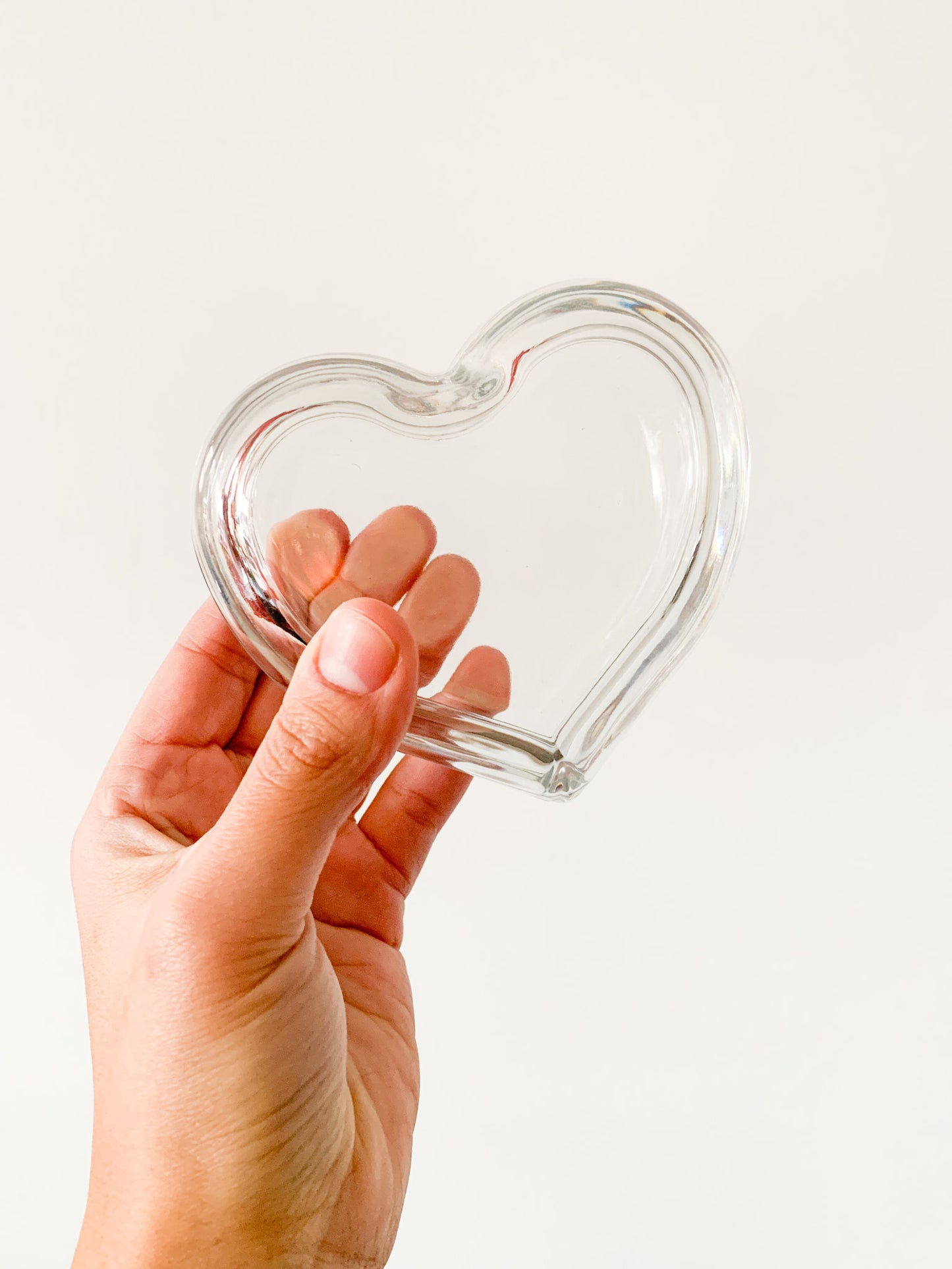 Vintage Glass Heart Trinket Box