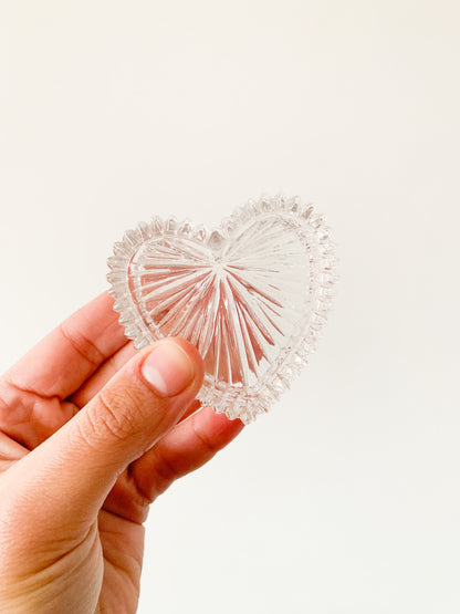 Vintage Glass Heart Trinket Box