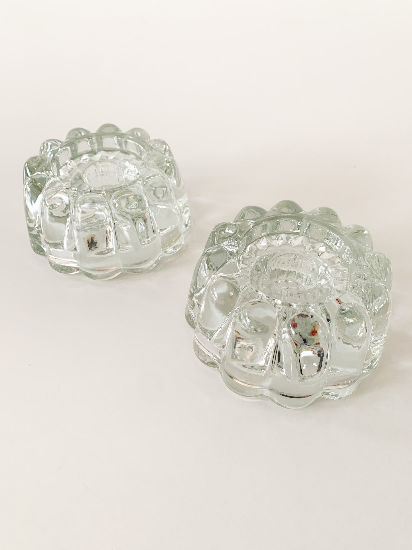 Vintage Bundt Cake Glass Candle Holders, set of 2.