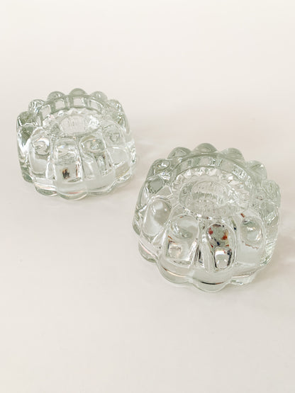 Vintage Bundt Cake Glass Candle Holders, set of 2.