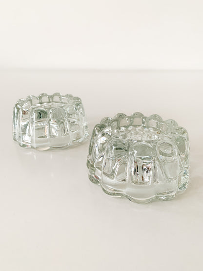 Vintage Bundt Cake Glass Candle Holders, set of 2.