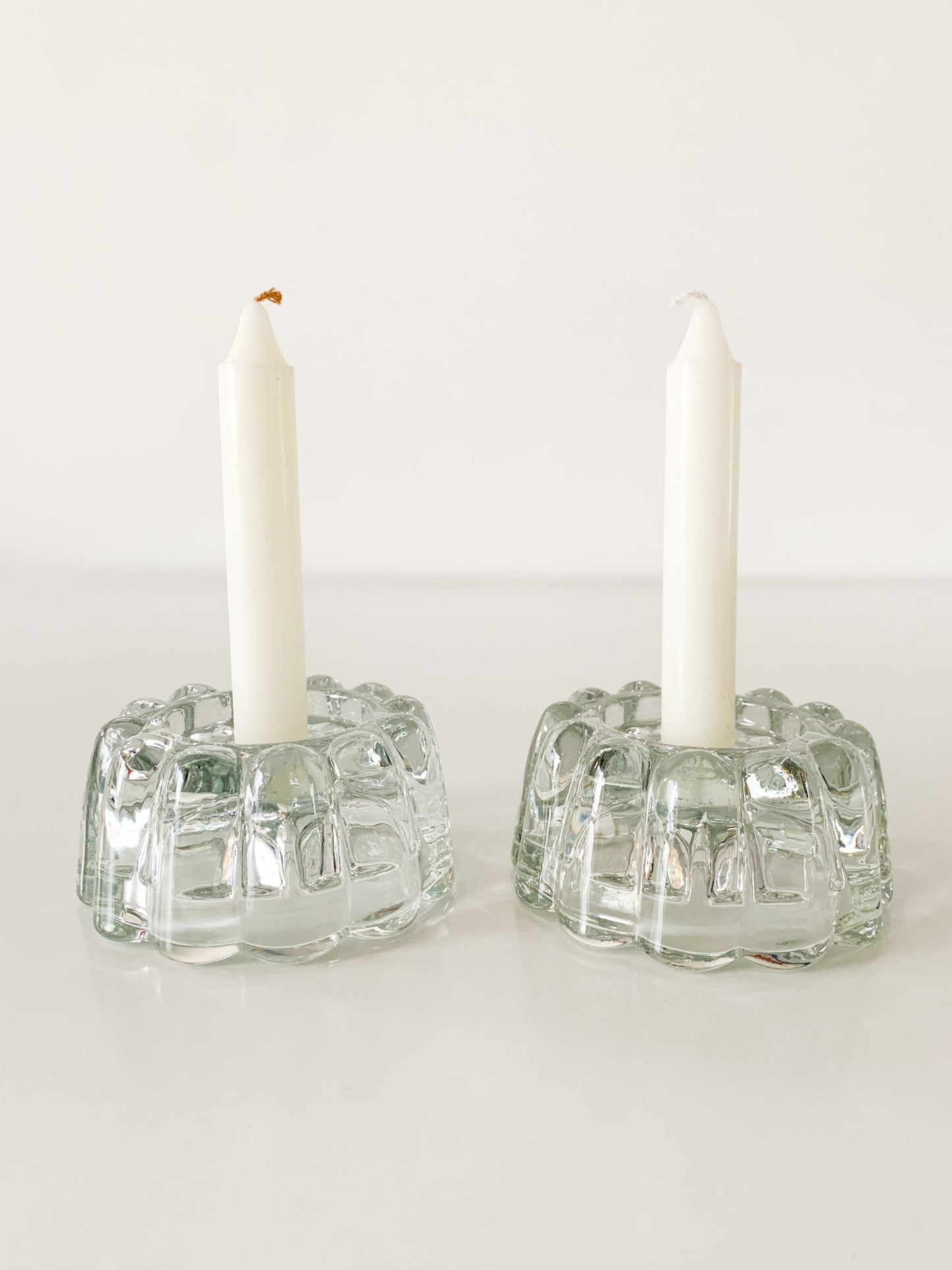 Vintage Bundt Cake Glass Candle Holders, set of 2.