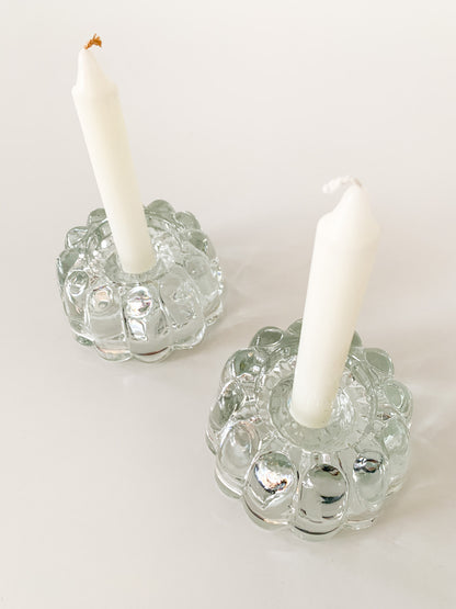 Vintage Bundt Cake Glass Candle Holders, set of 2.