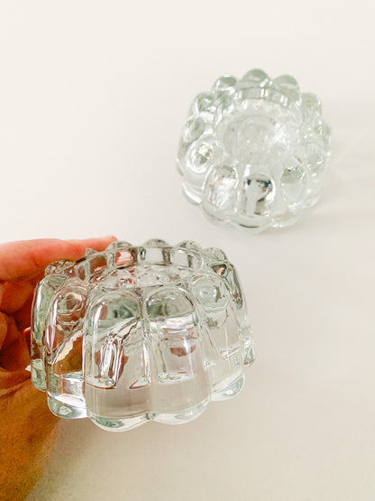 Vintage Bundt Cake Glass Candle Holders, set of 2.