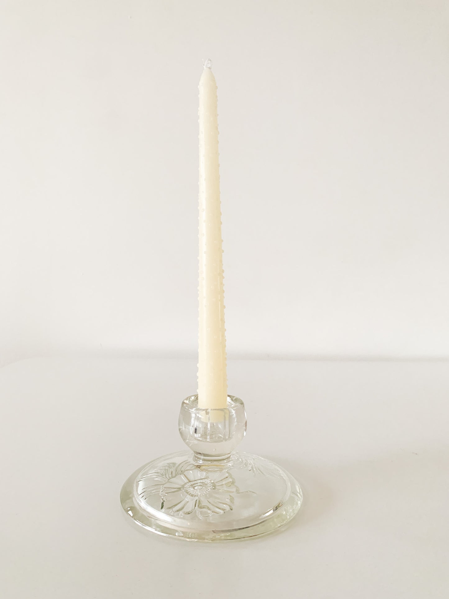 Vintage Floral Glass Candle Holder