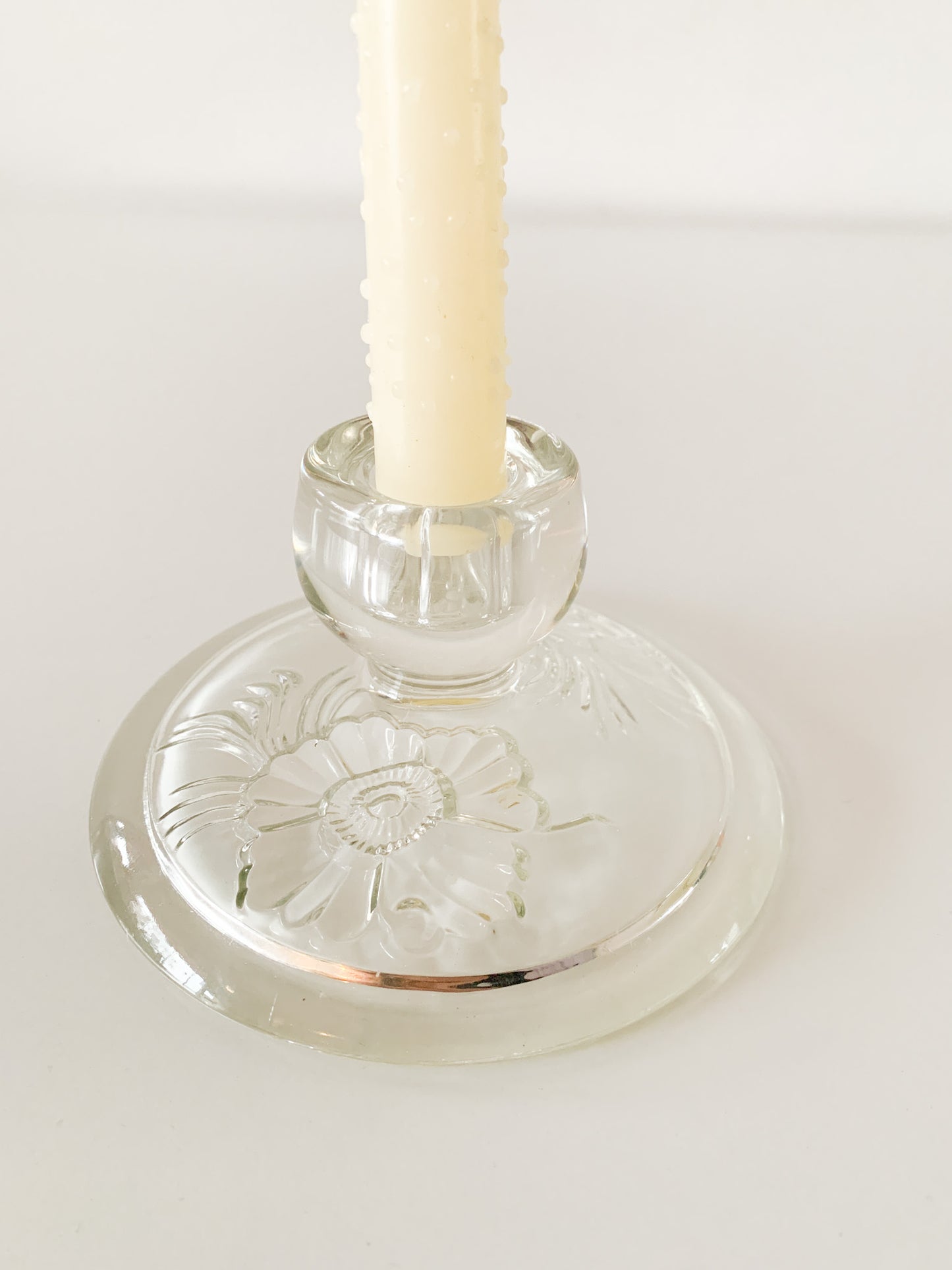 Vintage Floral Glass Candle Holder