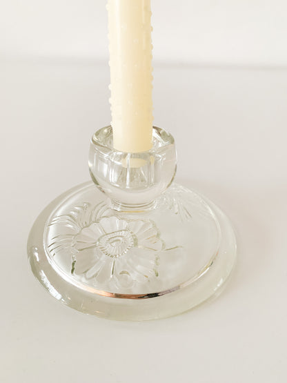 Vintage Floral Glass Candle Holder