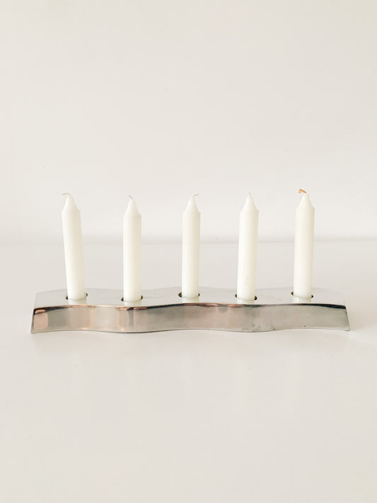 Vintage Silver Wavy Candle Holder