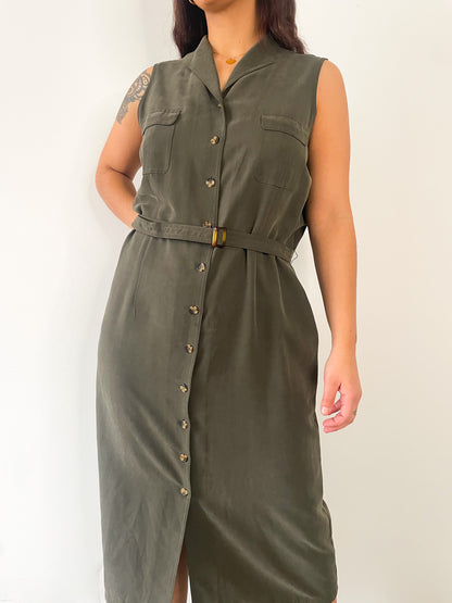 90s Sage Button down Dress