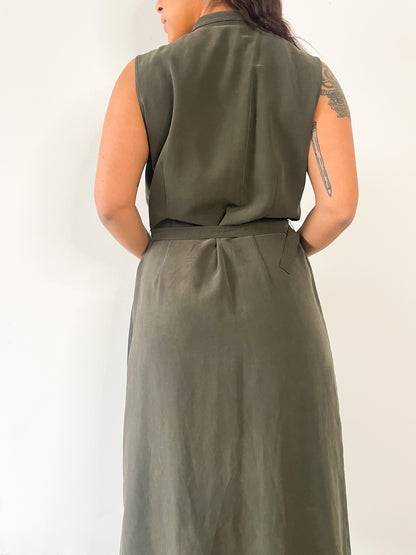 90s Sage Button down Dress