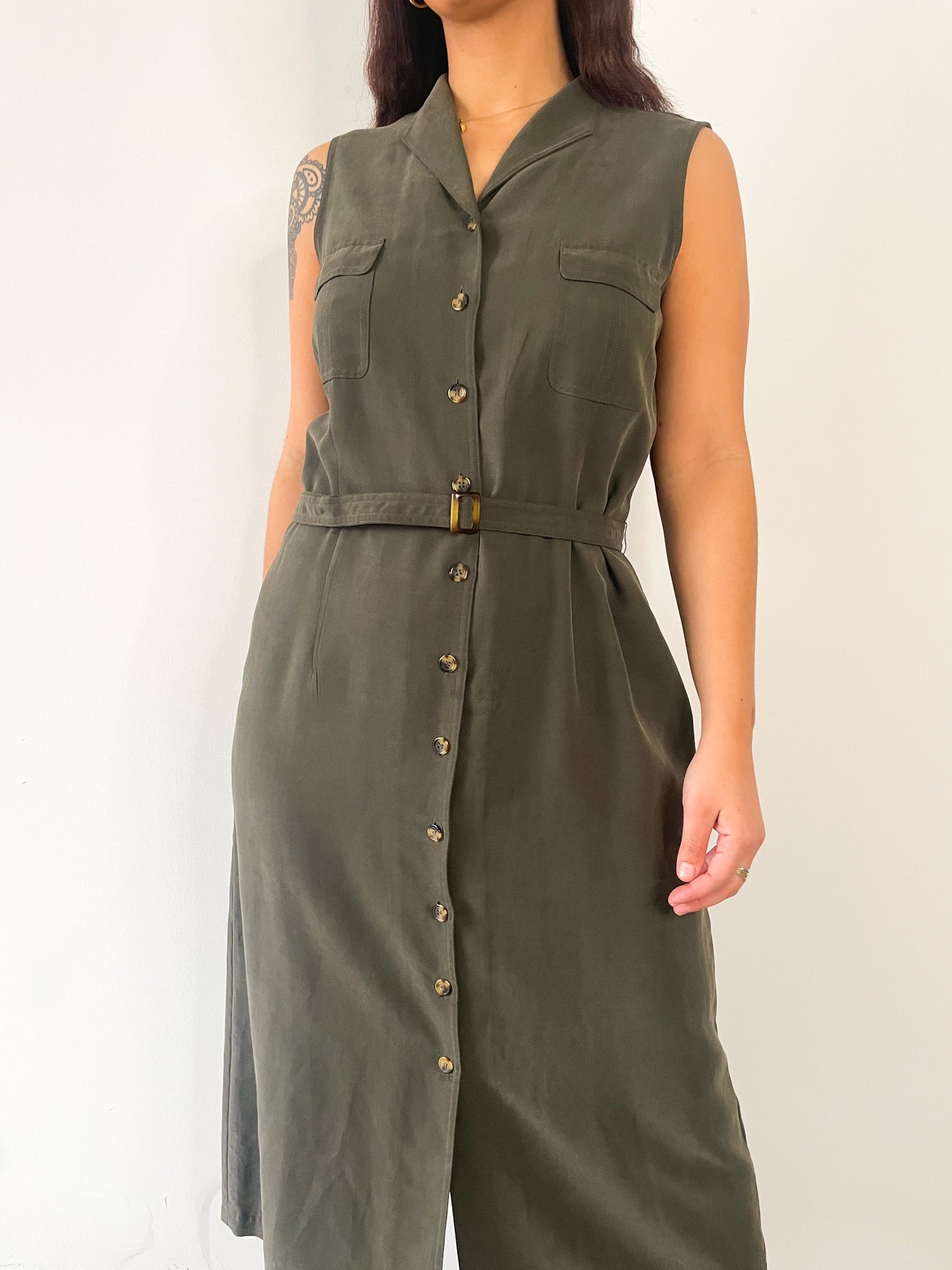 90s Sage Button down Dress