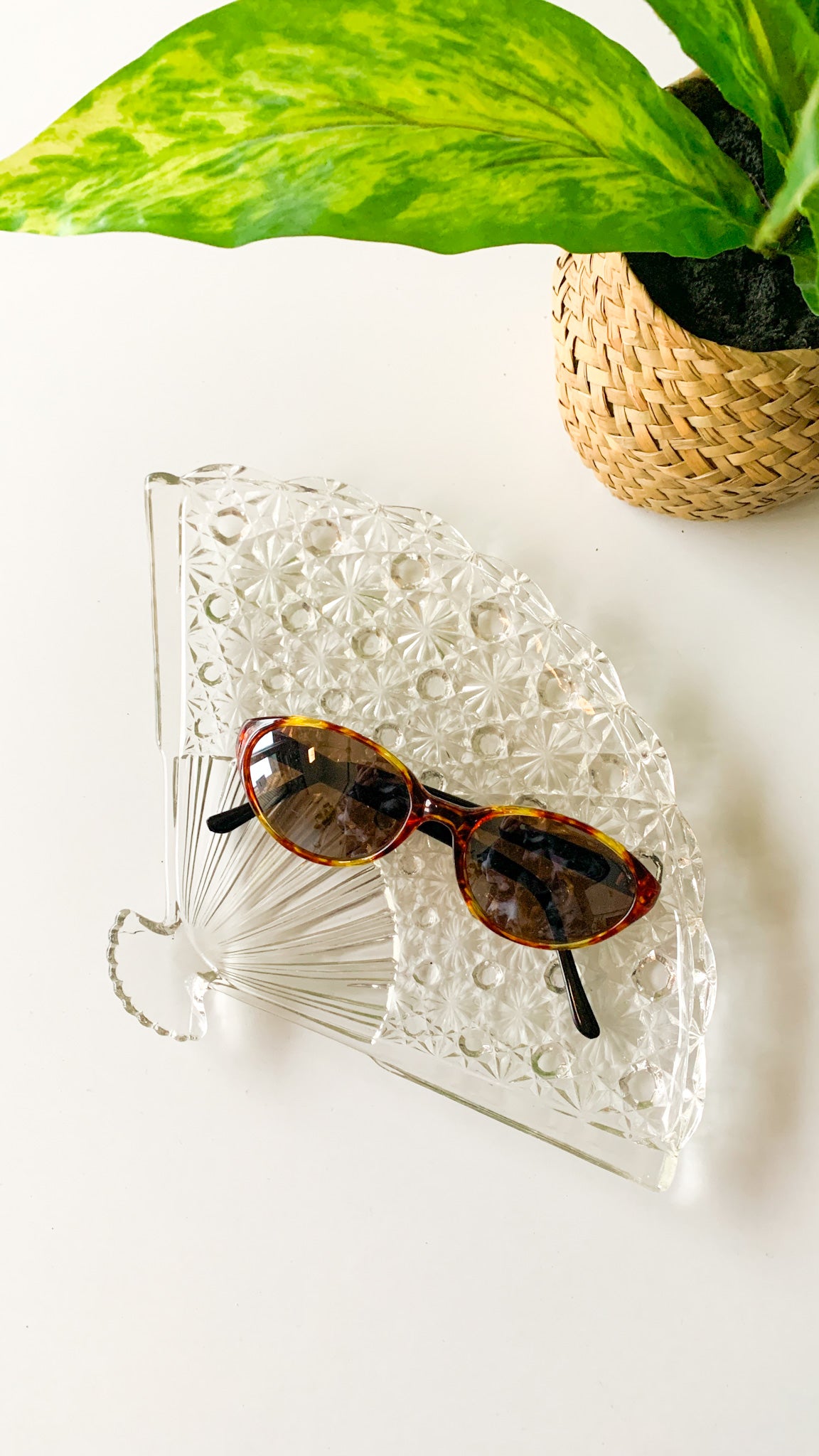 Cut Glass Fan Catchall