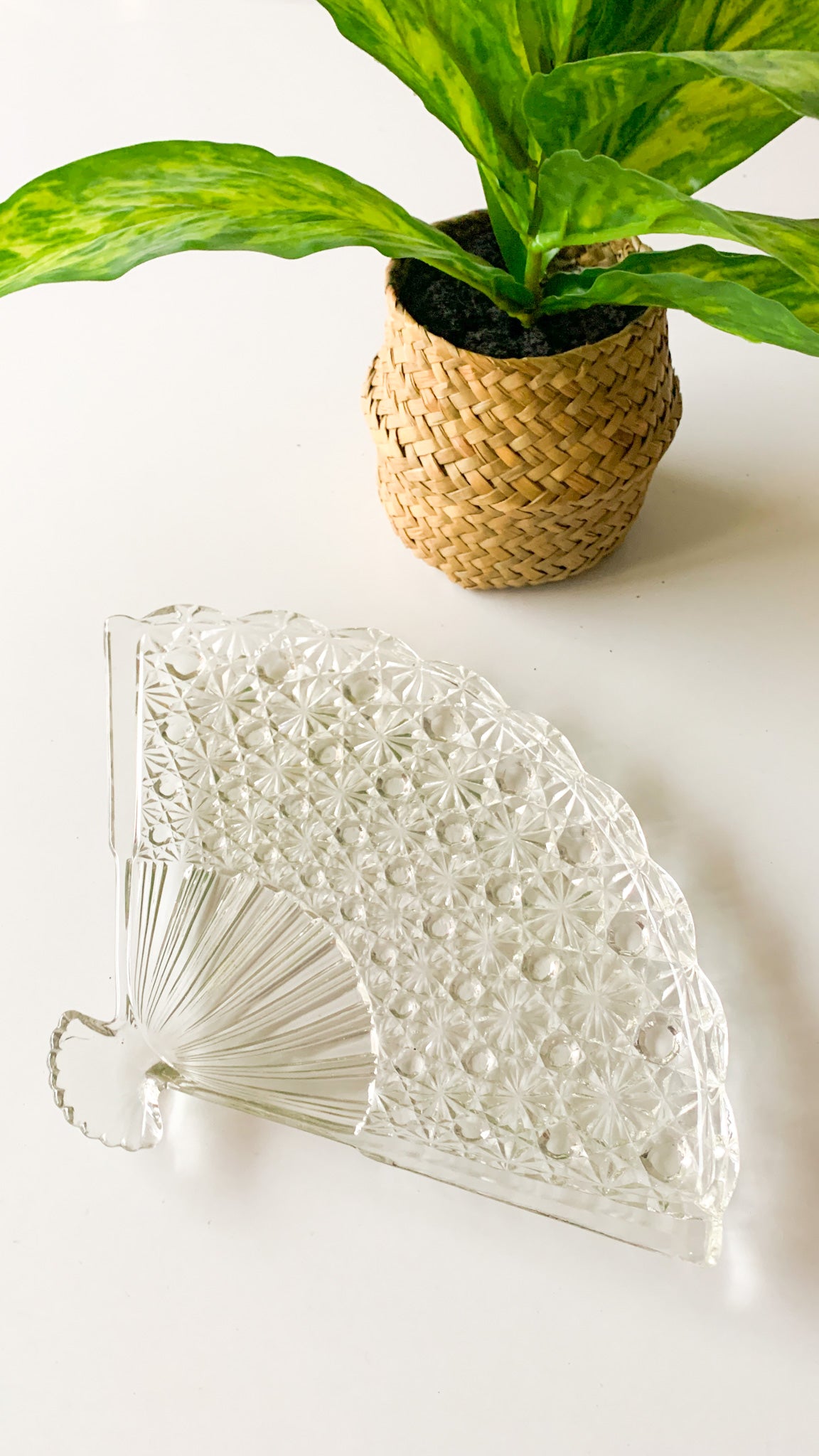 Cut Glass Fan Catchall