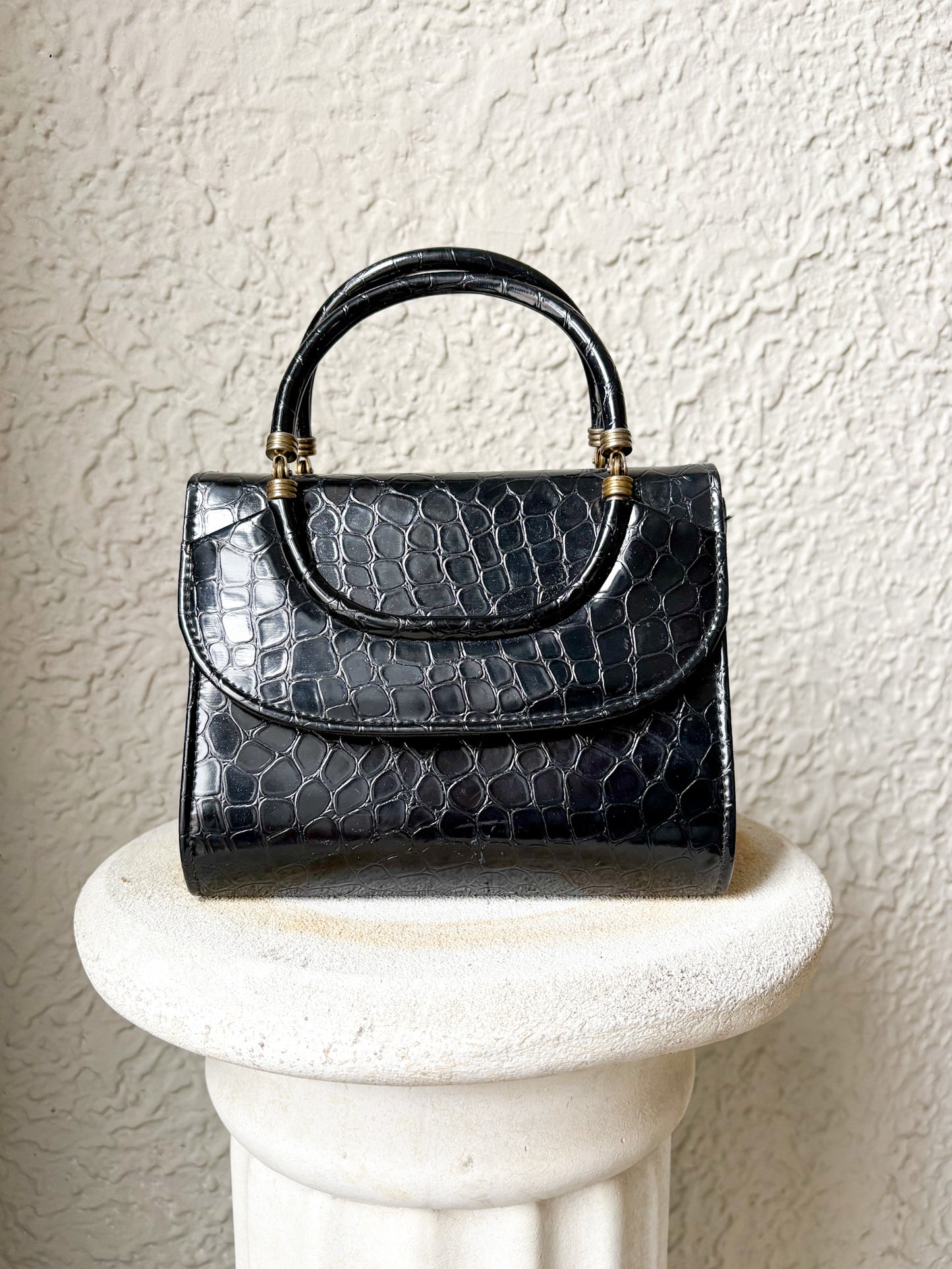 80s Vegan Leather Croc Bag