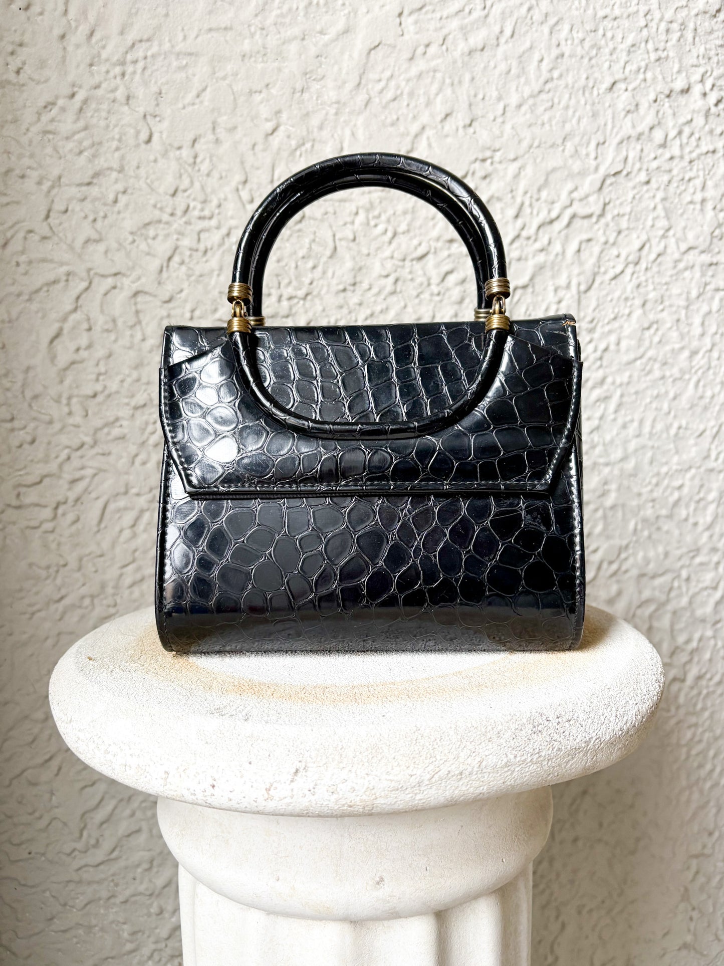 80s Vegan Leather Croc Bag