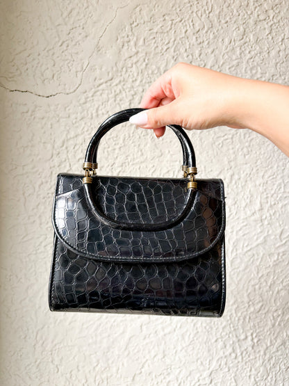 80s Vegan Leather Croc Bag