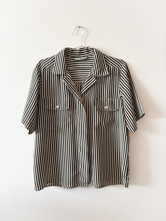 90s Notations Black Striped Bop Top