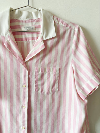 80s Pink Striped Bop Top